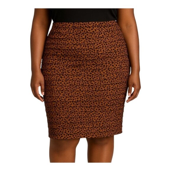 Larry Levine Womens Brown Black Animal Print Layered Ruffle Skirt Size 16 - Picture 1 of 7